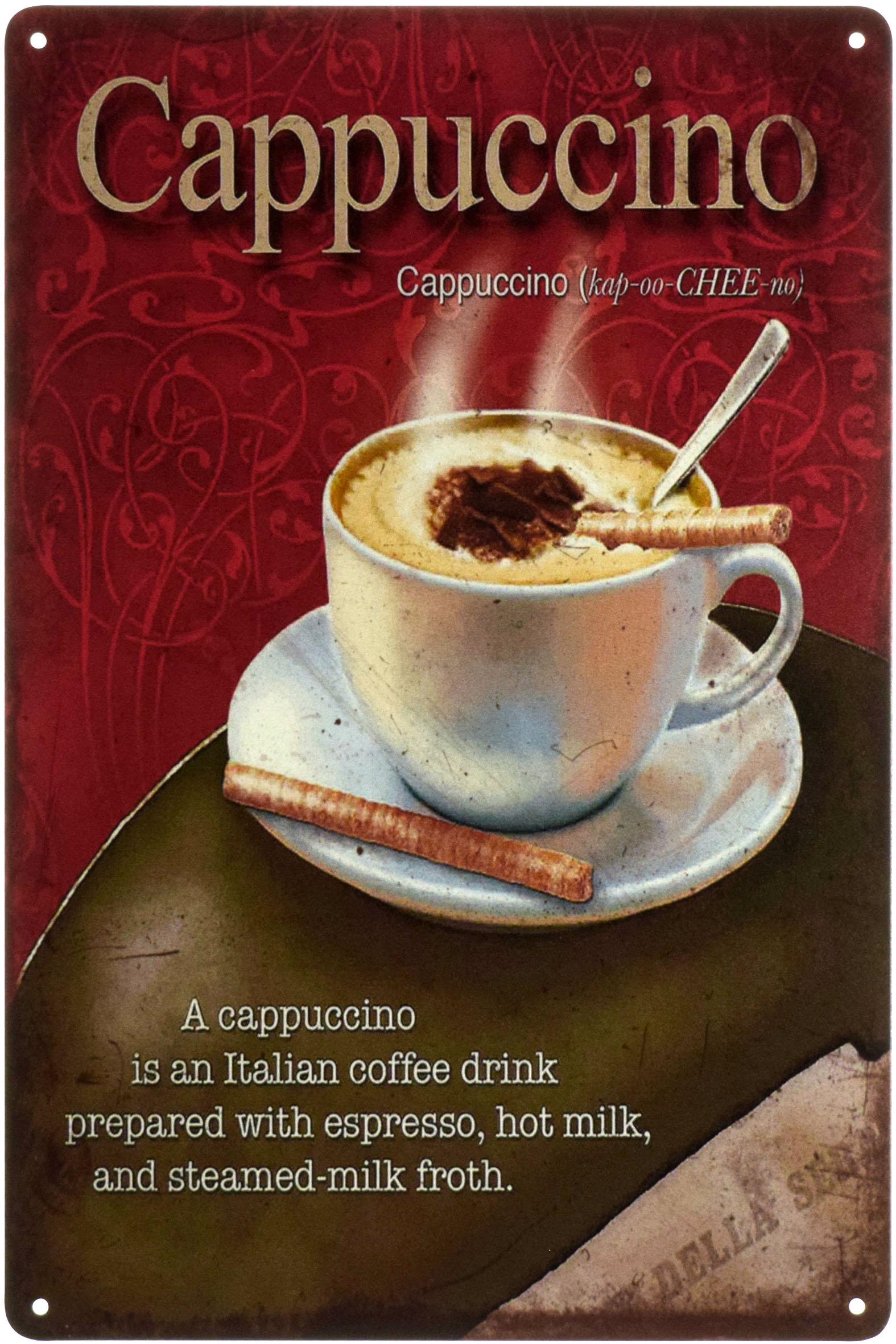 Табличка металлическая Капучино/Cappuccino Kap-oo-CHEE-no 20x30 см