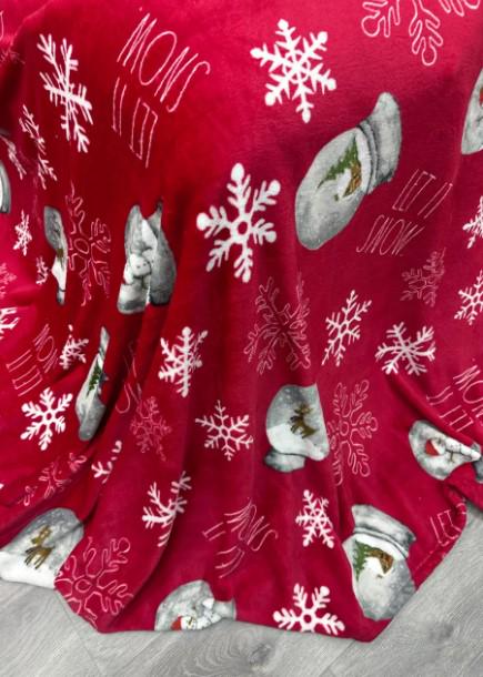 Покривало велсофт з різдвяним принтом Decorator WellSoft 150х210 см Червоний (87-173) - фото 3