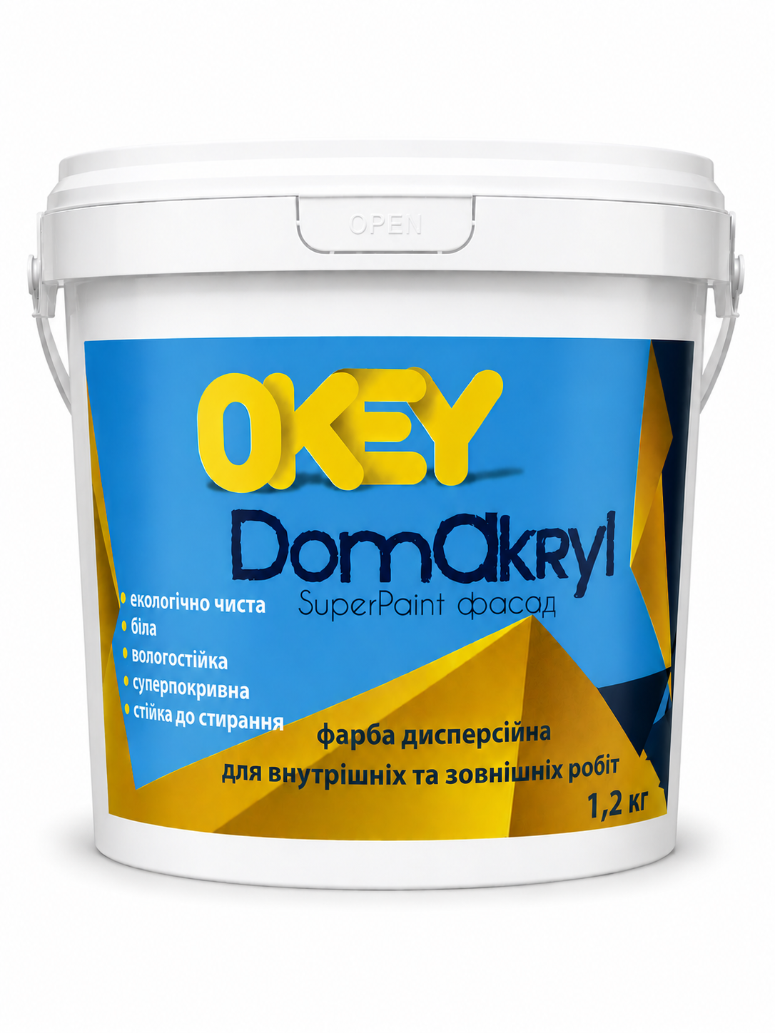 Краска водоэмульсионная для внутренних и наружных работ OKEY DomAcryl 1,2 кг