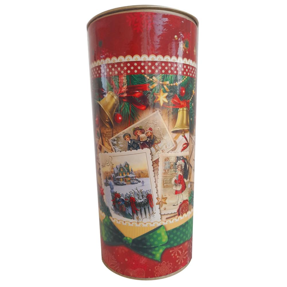 Новогодняя коробка-тубус Ретро металлизированная 600 г 8 шт. (6843)