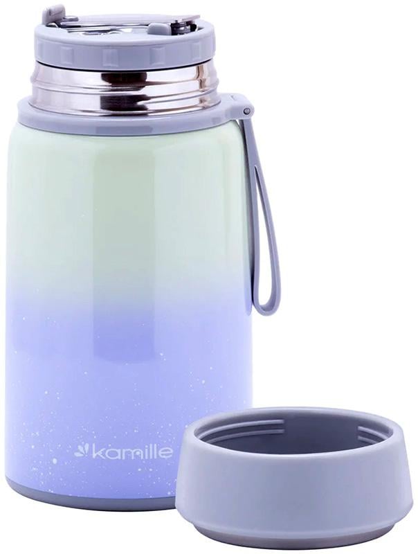 Термос харчовий Kamille Градієнт з нержавіючої сталі з ложкою 800 мл - фото 2 Термос харчовий Kamille Градієнт з нержавіючої сталі з ложкою 800 мл - фото 2