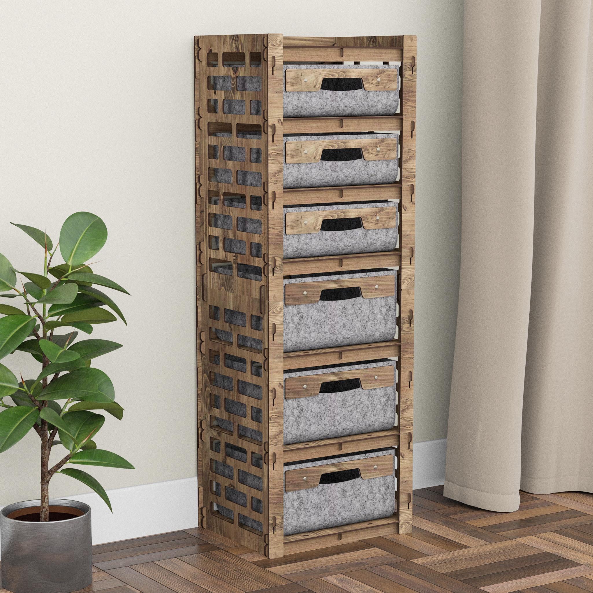 Комод для одежды из дерева Hexagonica Brickwall на 6 ящиков серые корзины 1200х413х345 мм (119998) Комод для одежды из дерева Hexagonica Brickwall на 6 ящиков серые корзины 1200х413х345 мм (119998)