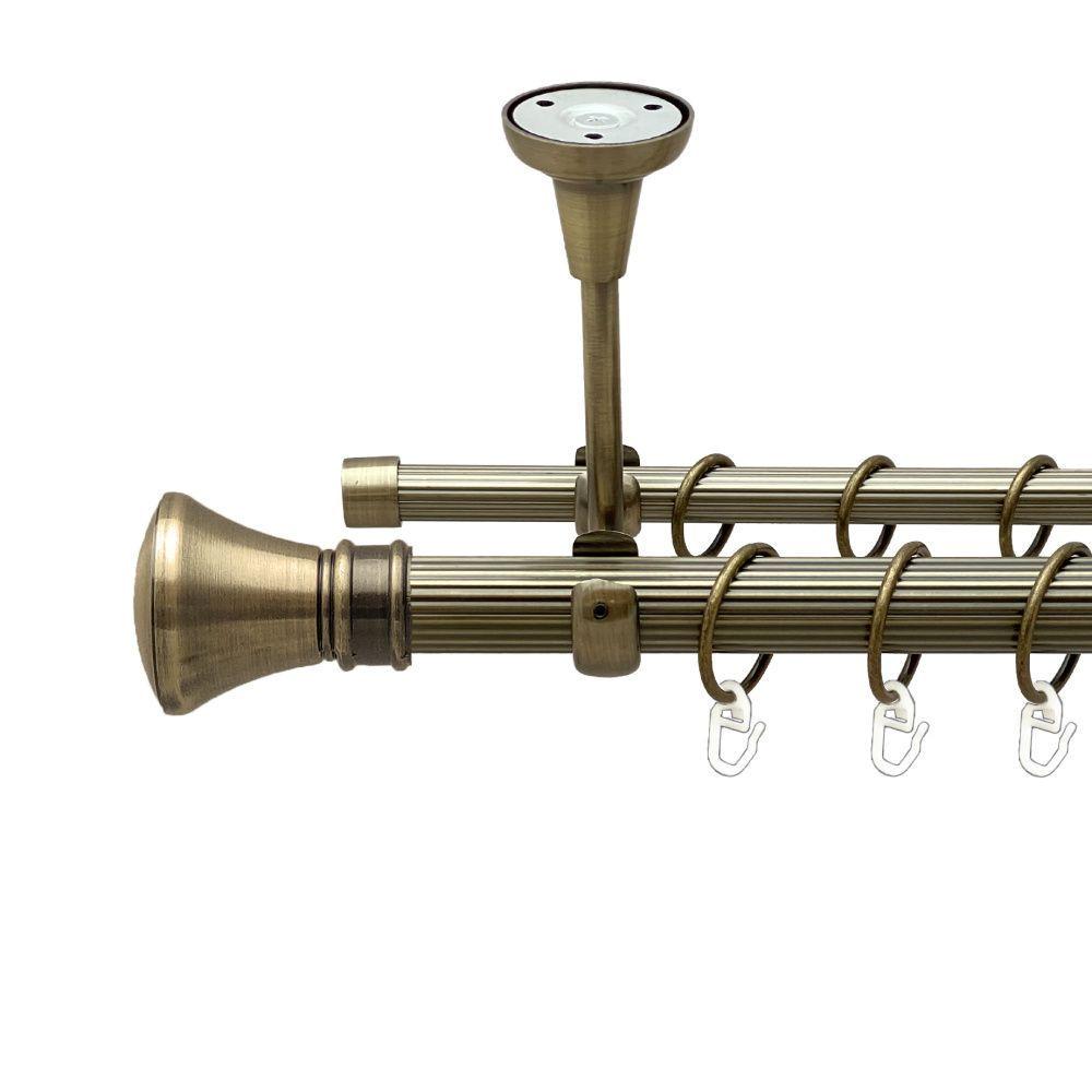 Карниз для штор Orvit Люксор двухрядный рифленый 200 см Антик (00-00018750)