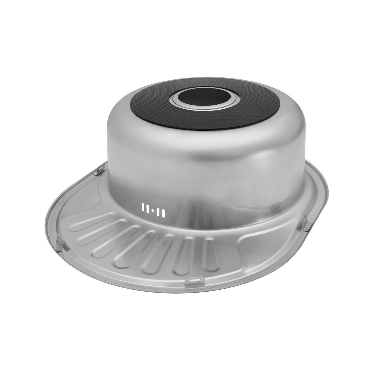 Мойка для кухни AISI 201 WAL-D5745-18-08V из нержавейки с крылом для сушки овальная - фото 4