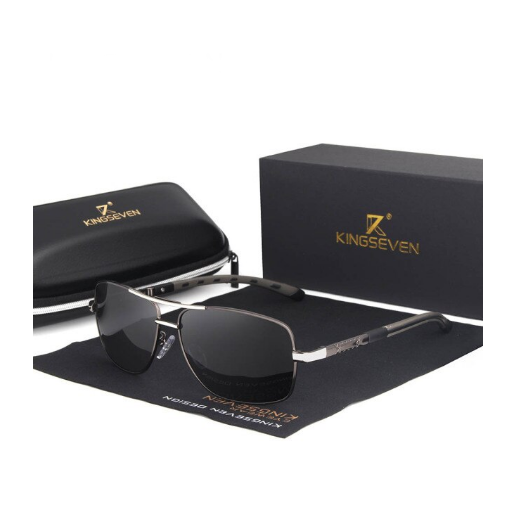 Мужские солнцезащитные очки в классической оправе KINGSEVEN DESIGN с поляризованными линзами Серый (N/K724)