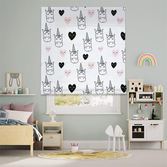 Римская штора система Classic InHt Детский Принт 04-32 Сердечки/Единороги 180х170 см Разноцветный (12212)