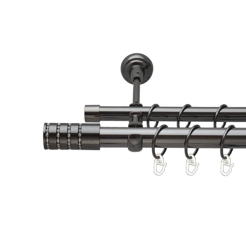 Карниз для штор Orvit Барамелла двухрядный гладкий 25/16 мм 160 см Оникс (00-00012223)