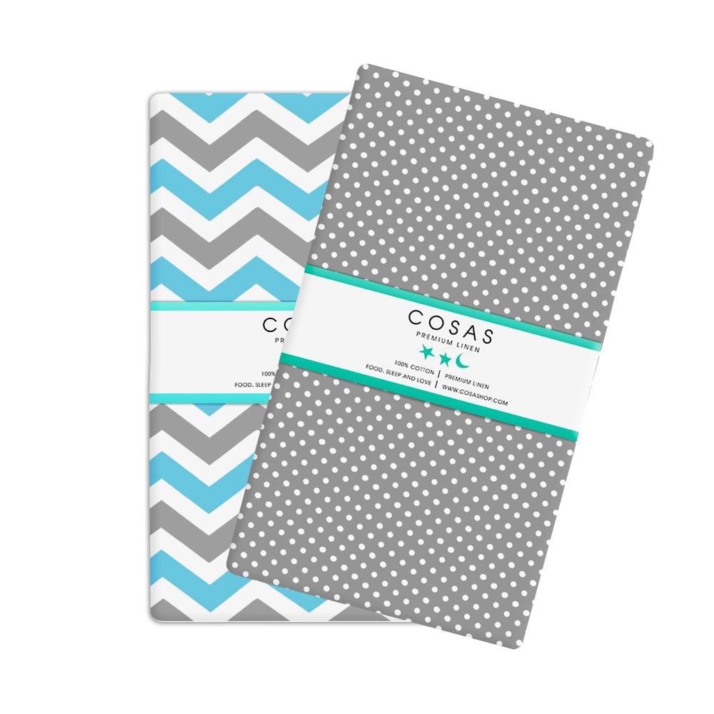 Набір дитячих простирадл COSAS на резинці Zigzag blue grey/Drop grey (4822052023860)
