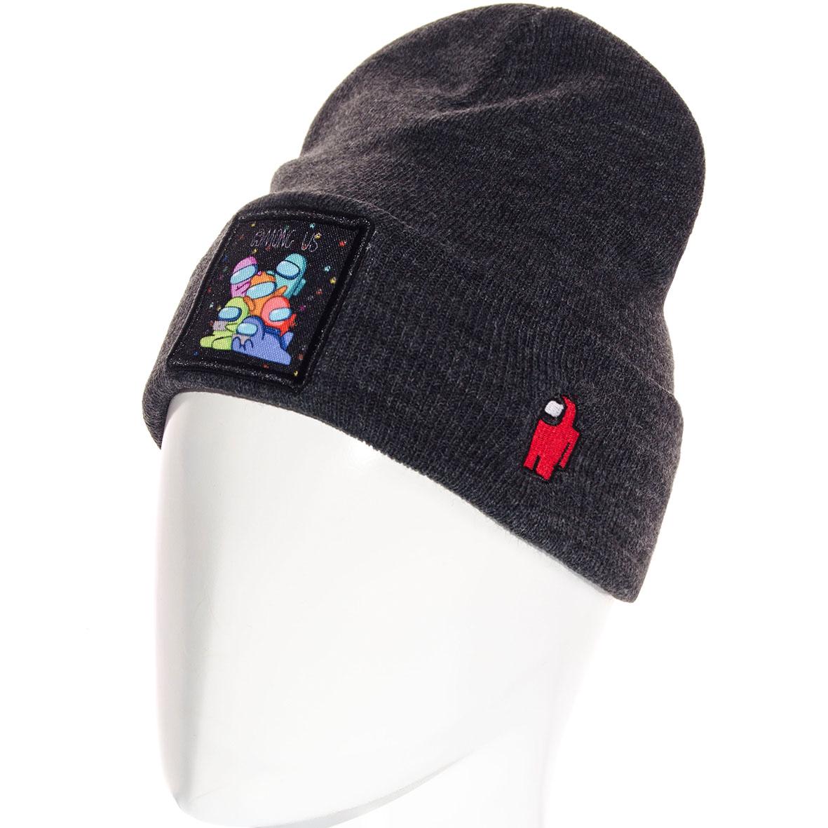 Шапка дитяча Sofi LD21205 подвійна з відворотом гладкого в'язання S р. 53-54 Темно-сірий