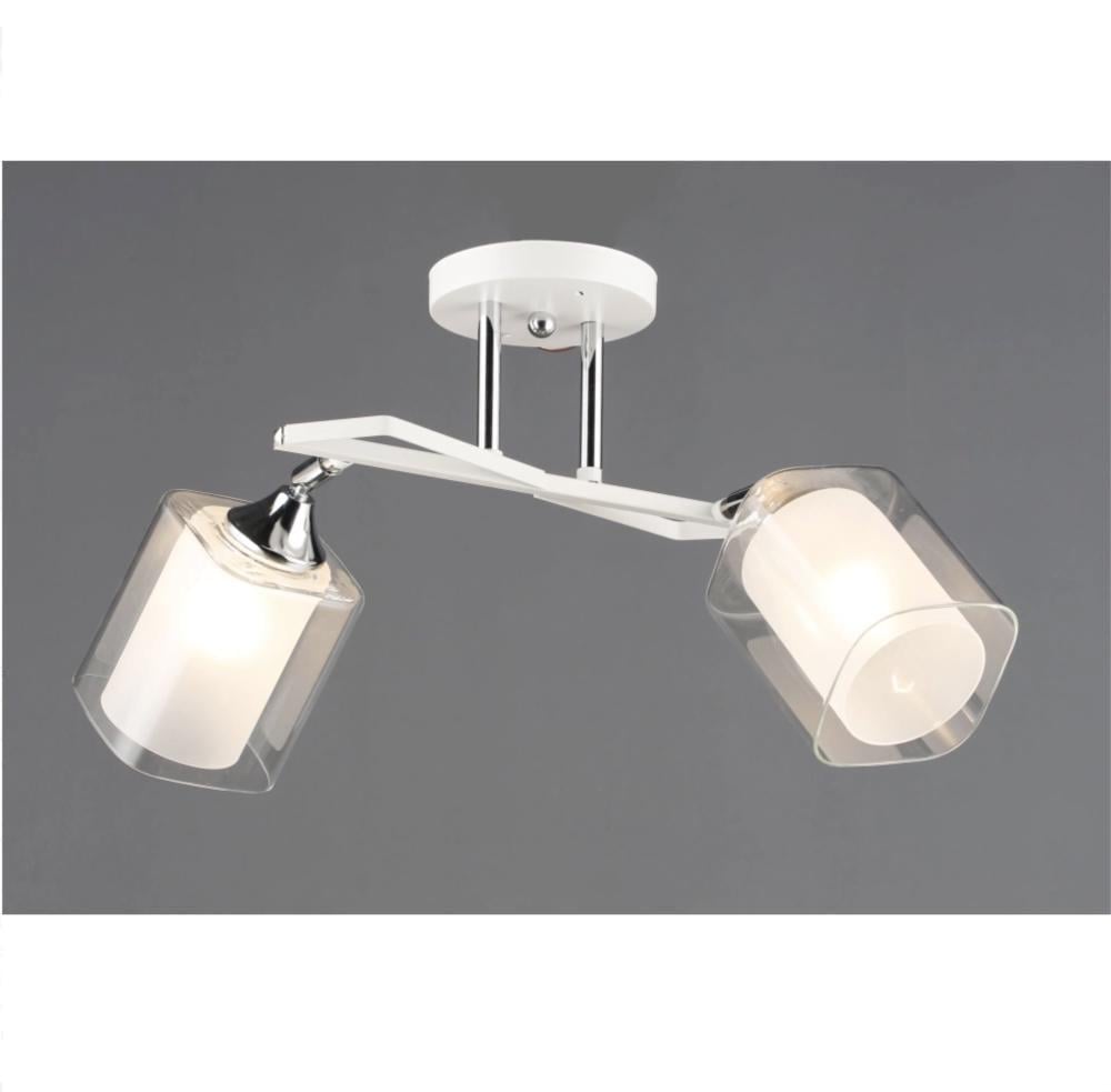 Люстра потолочная Sirius B N6652/2 WT+CR на два квадратных плафона под лампу Е27 IP20 Белый/Хром (00000139719)