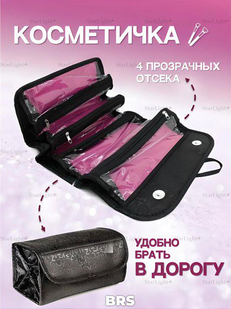 Косметичка-органайзер BRS женская для косметики Pink/Black (375838524) - фото 2