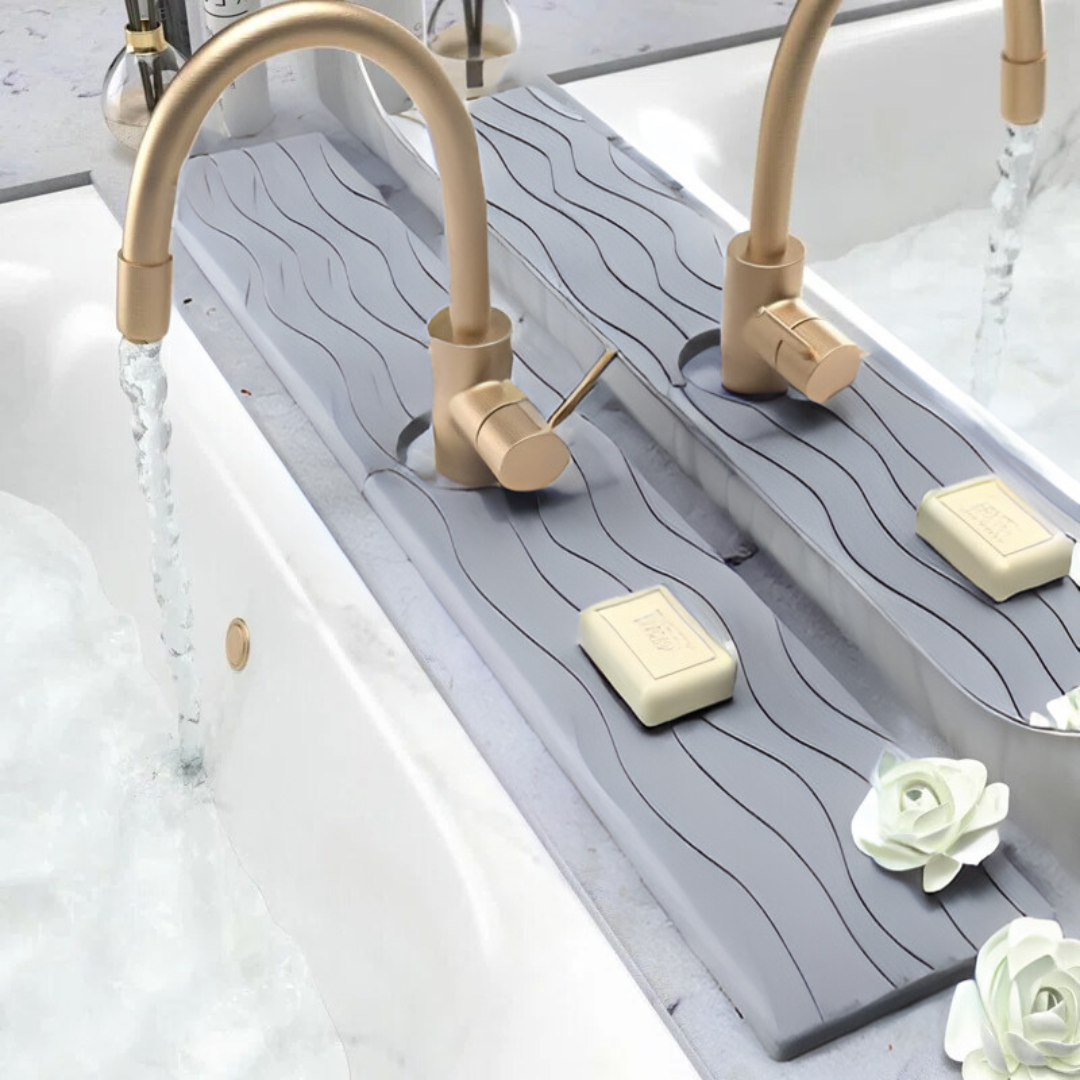 Килимок під змішувач на раковину в кухню та ванну кімнату кам'яний діатомітовий Темно-сірий