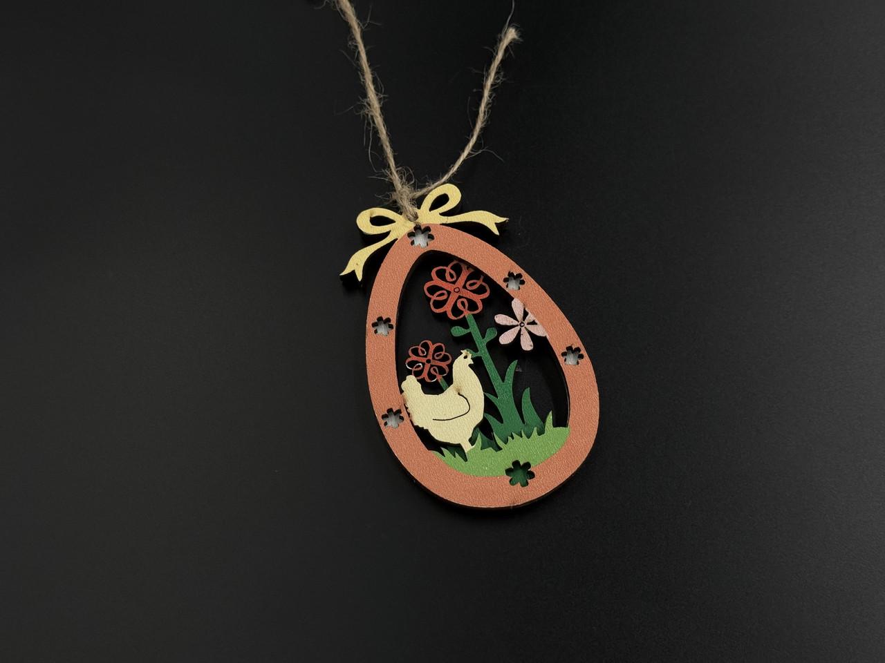 Заготівка-підвіска для рукоділля Пасхальне яйце з курочкою під декупаж і розпис 9х5,7 см Різнокольоровий (XV-003) - фото 3 Заготівка-підвіска для рукоділля Пасхальне яйце з курочкою під декупаж і розпис 9х5,7 см Різнокольоровий (XV-003) - фото 3