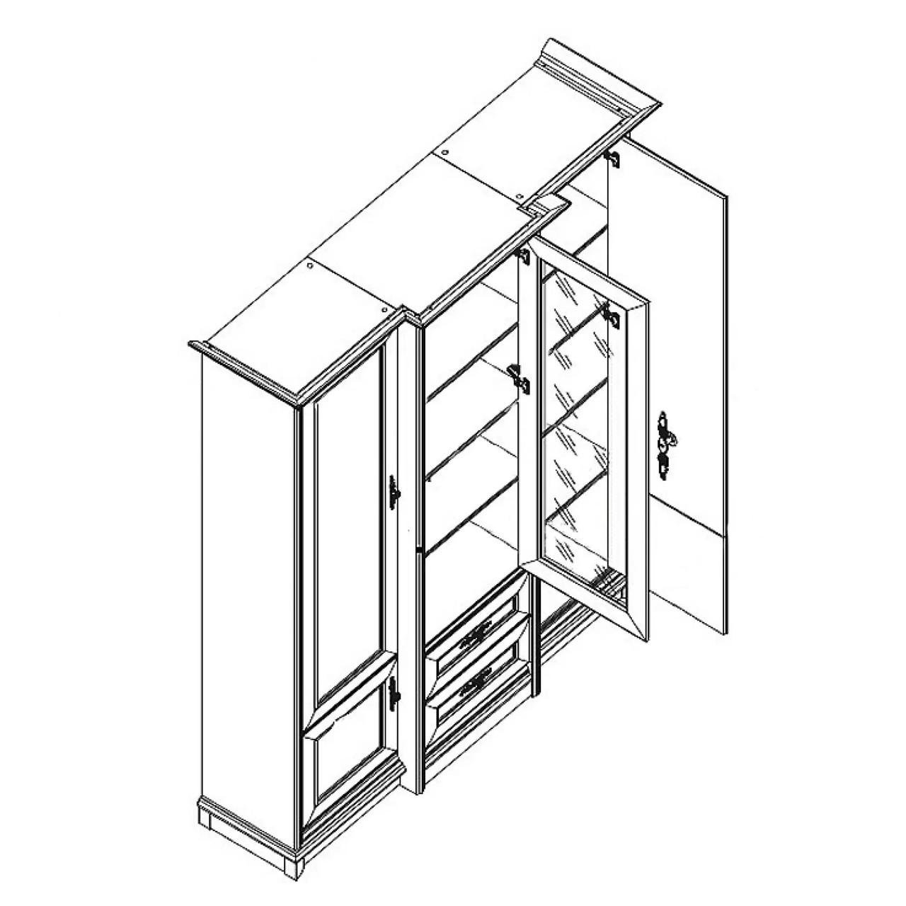 Пенал-вітрина Гербор Соната 3w/2s Каштан (GRB-1075) - фото 2 Пенал-вітрина Гербор Соната 3w/2s Каштан (GRB-1075) - фото 2