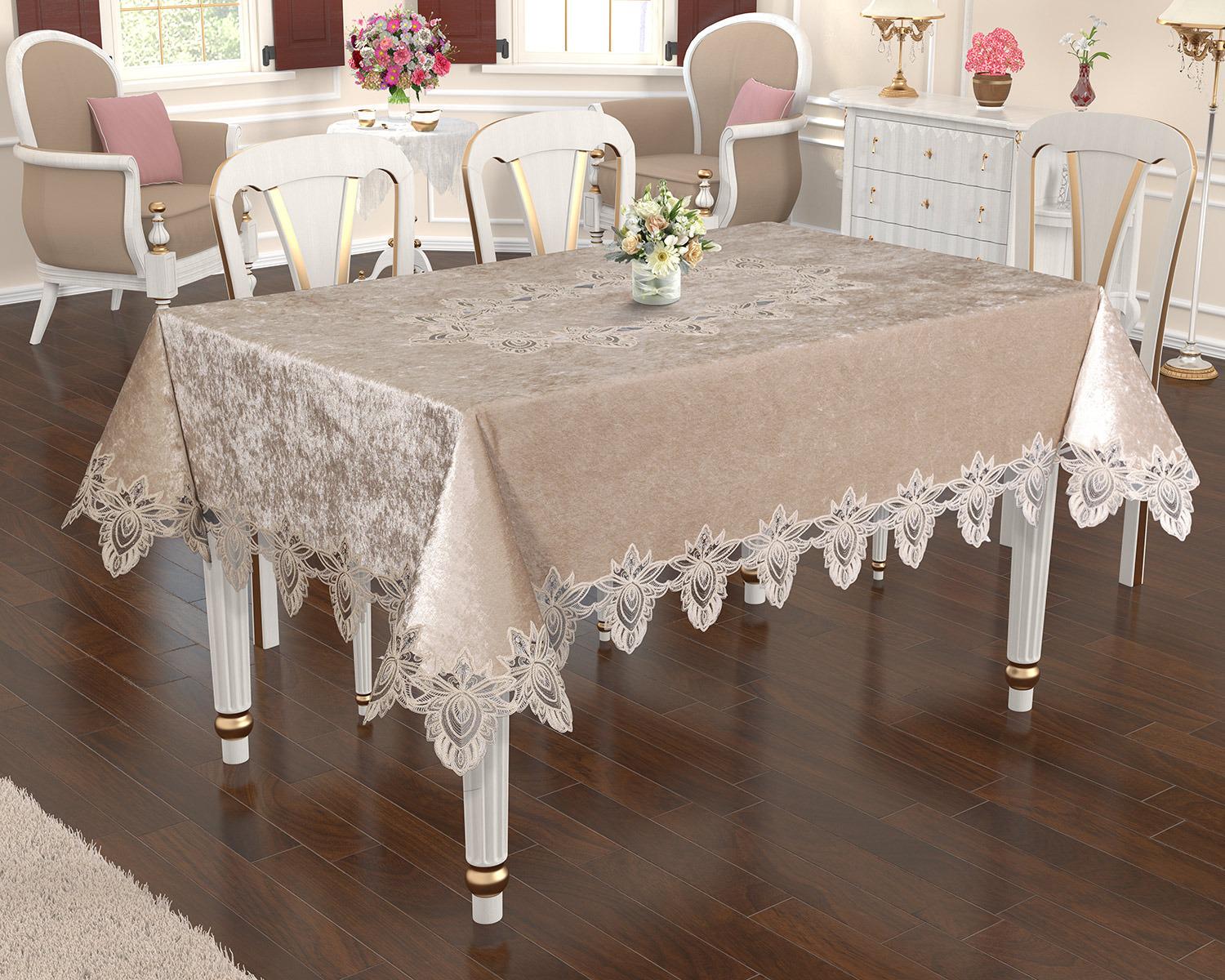 Скатерть велюровая Acme Tekstil 110x160 Cinar Cappicino (CN7881)