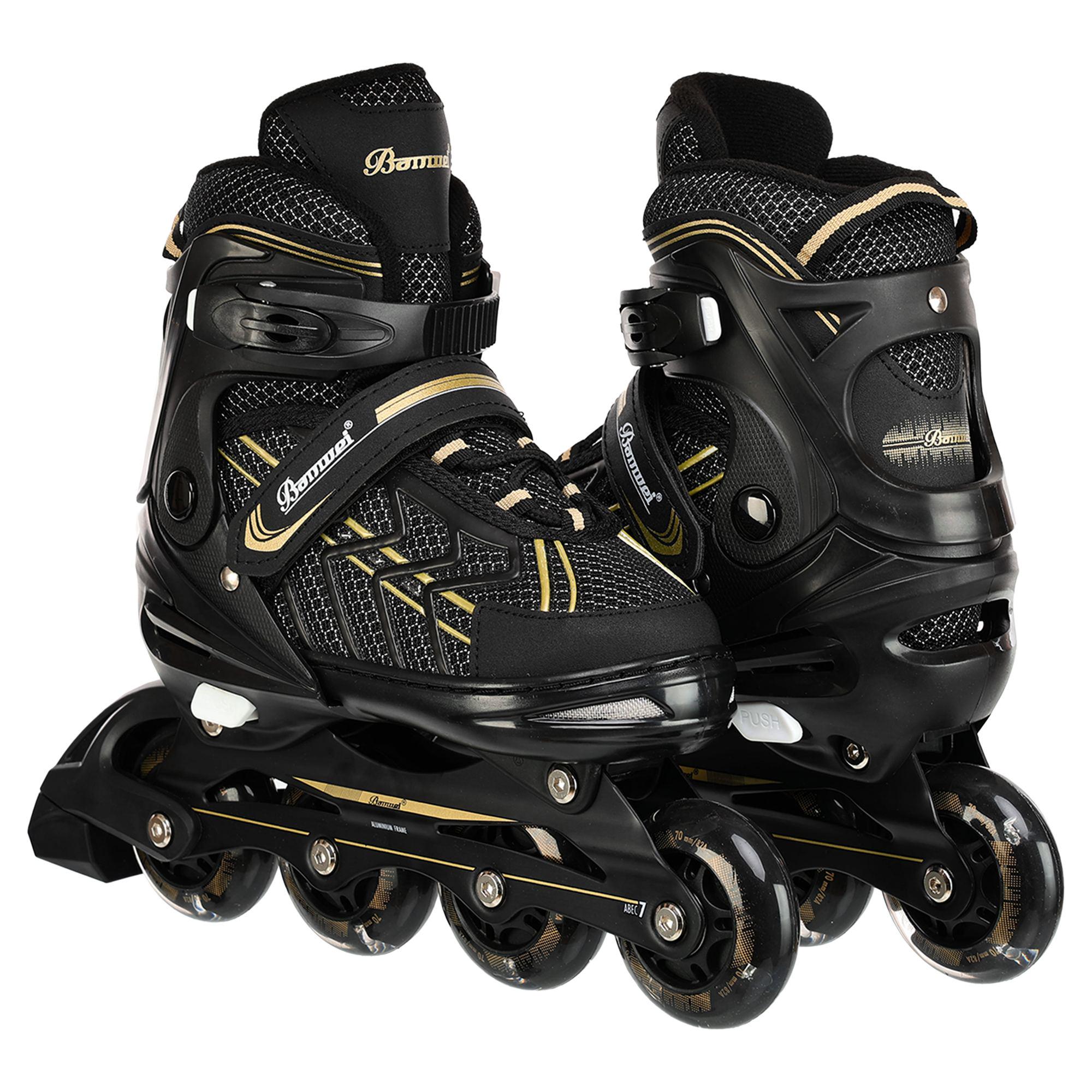 Роликовые коньки Banwei BW-129 раздвижные колеса светящиеся р. 31-34 Черный (BW-129_Черный_S_(31-34) - фото 10 Роликовые коньки Banwei BW-129 раздвижные колеса светящиеся р. 31-34 Черный (BW-129_Черный_S_(31-34) - фото 10