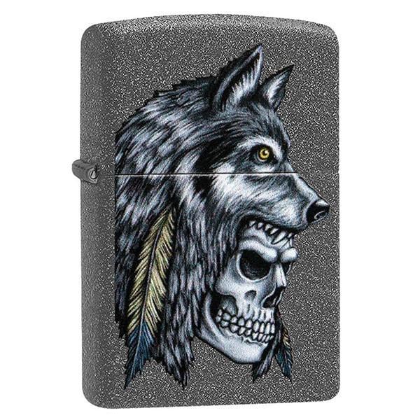 Зажигалка ZIPPO Wolf Skull Feather Design 29863 Зажигалка ZIPPO Wolf Skull Feather Design 29863