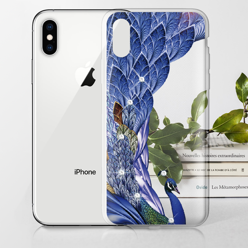 Чехол Boxface iPhone XS Павлин со стразами Прозрачный силикон (35413-rs7-32139) - фото 2