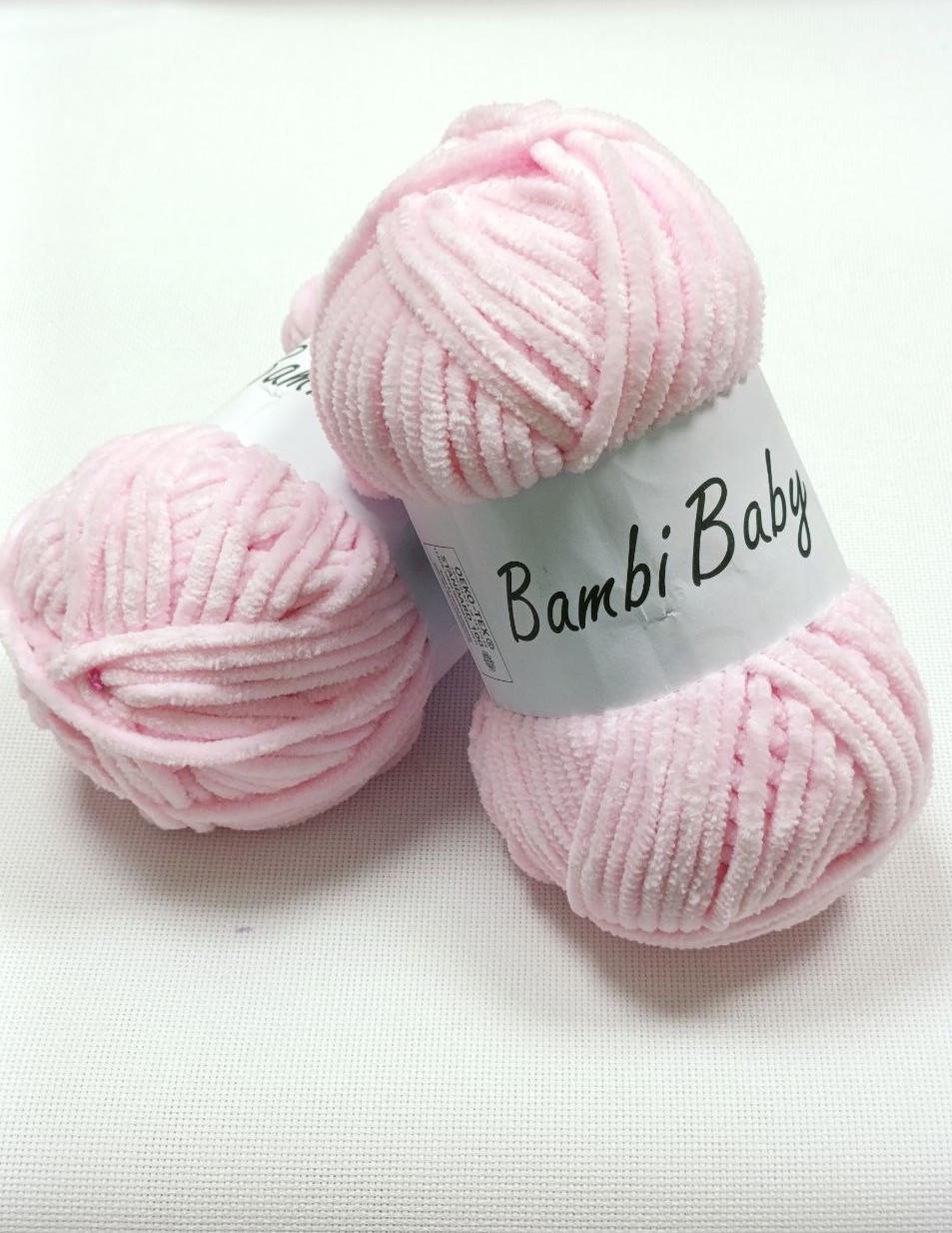 Пряжа плюшевая Bambi Babi велюр 100 г 110 м Бледно-розовый 044 (2431699949)