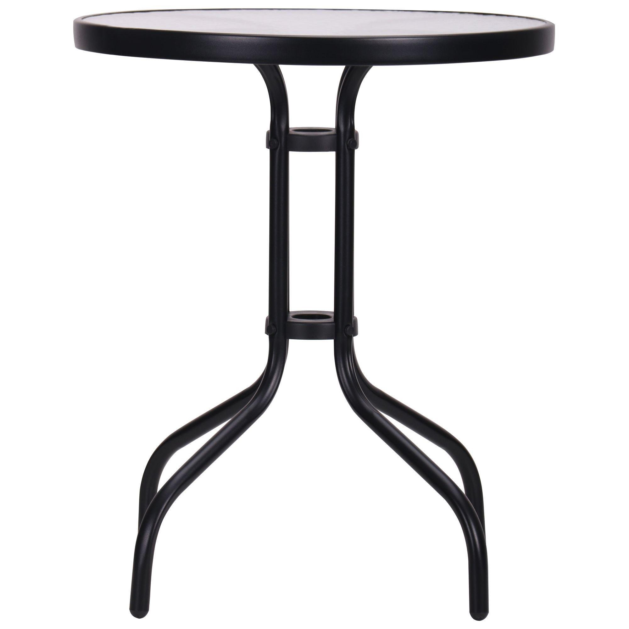 Стол обеденный круглый AMF Rico из стали и закаленного стекла 600х600 мм Черный/Прозрачный (519708)