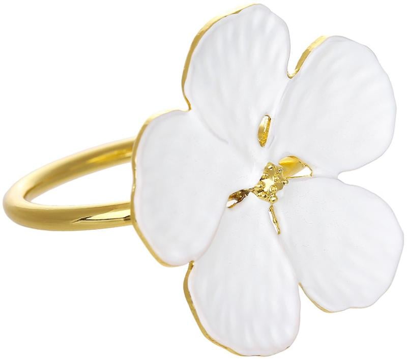 Комплект металевих кілець для серветок квітка 6 шт. 4 см Білий