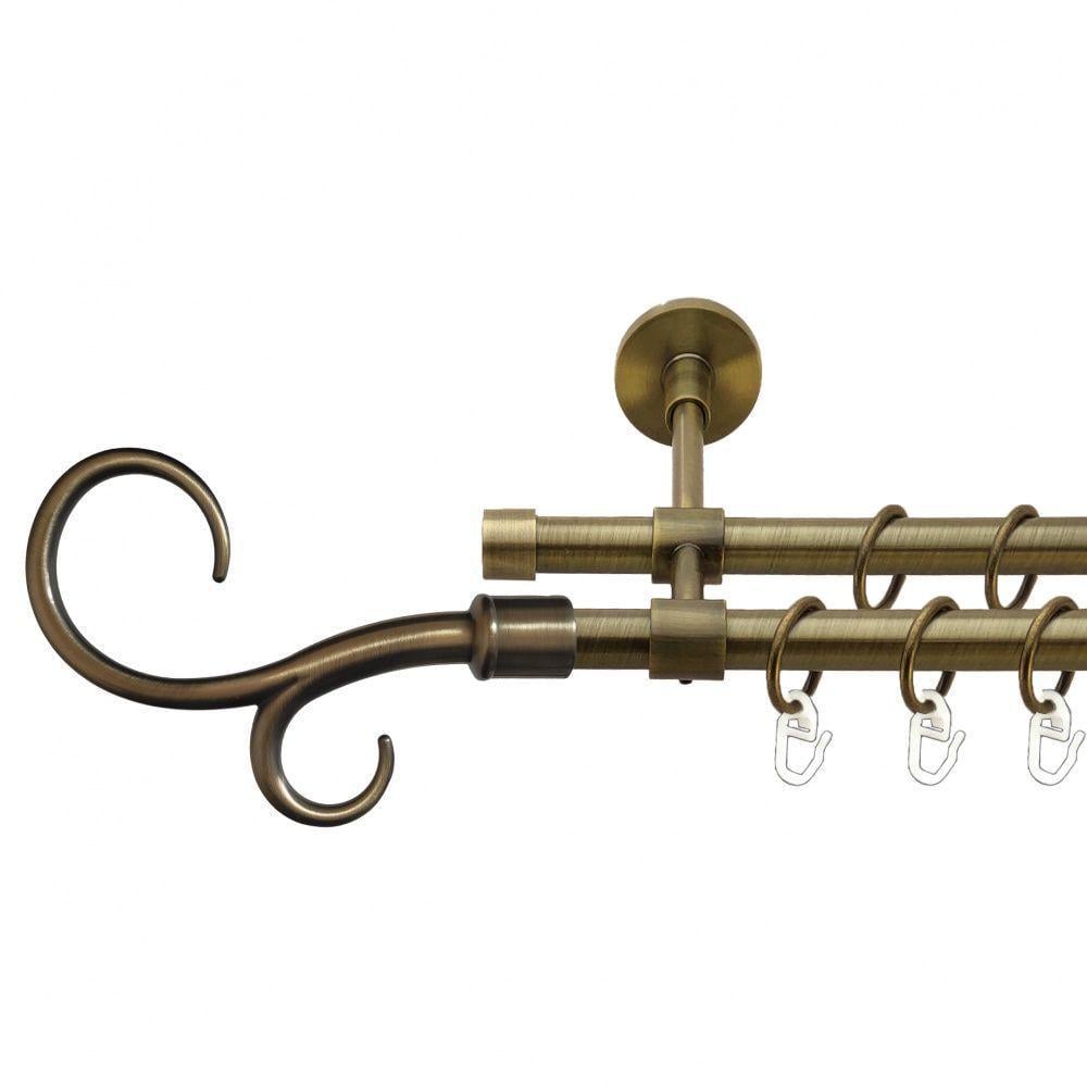Карниз для штор Orvit Крюк двухрядный гладкий 16/16 мм 200 см Антик (7329384)