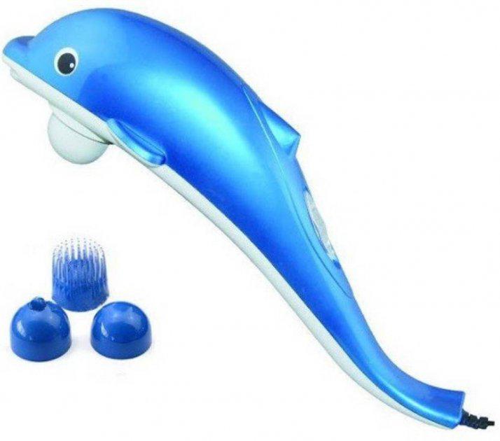 Інфрачервоний ручний масажер Dolphin massager JT-889-blue. Вібромасажер для тіла, рук та ніг великий дельфін. - фото 1