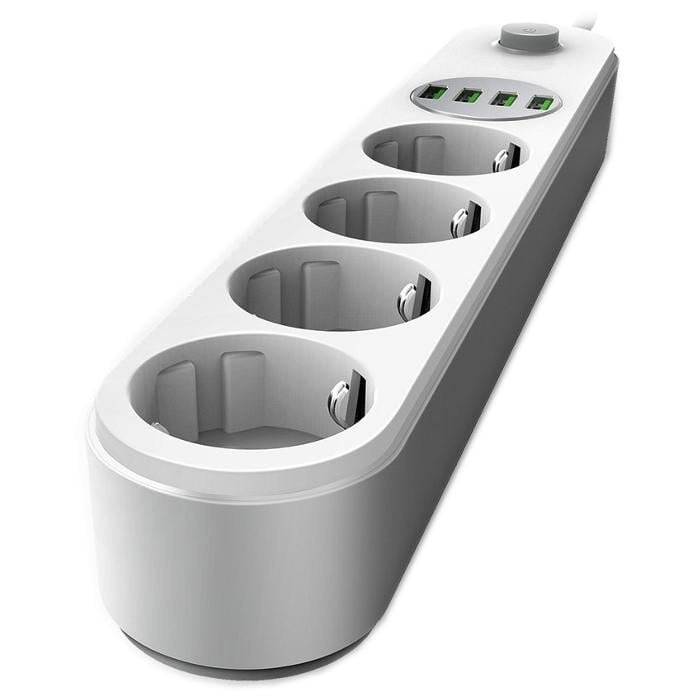 Сетевой фильтр ColorWay CW-CHE44W 4 розетки 4 USB-A 2 м White (26075609) - фото 3 Сетевой фильтр ColorWay CW-CHE44W 4 розетки 4 USB-A 2 м White (26075609) - фото 3