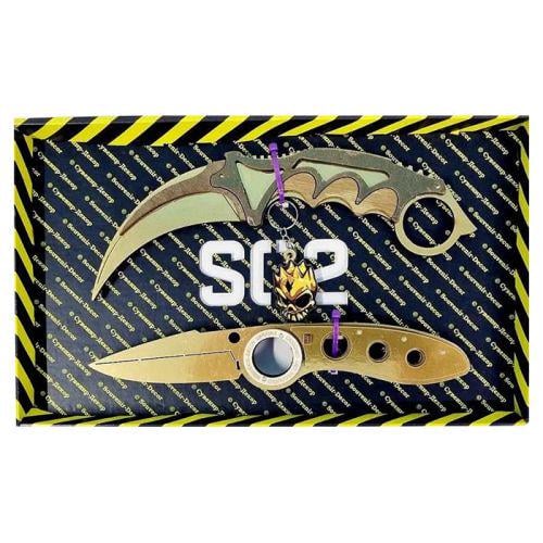 Ножи сувенирные Керамбит Gold & Выкидуха флип Gold (185303)