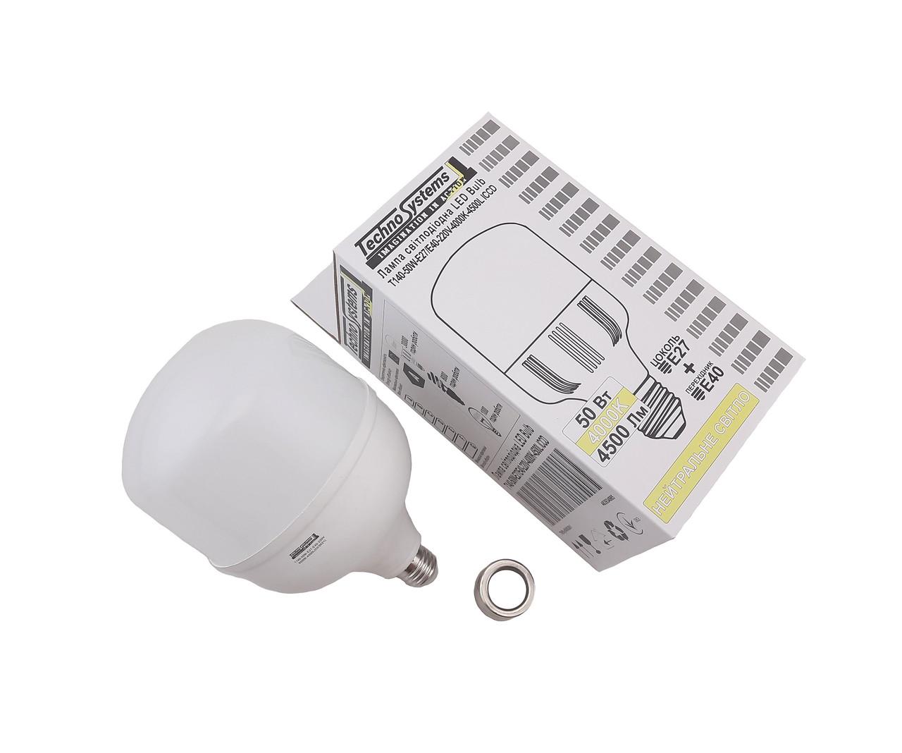 Лампа світлодіодна TechnoSysytems Bulb T140-50Вт E27 E40 4000К 4500Лм - фото 1