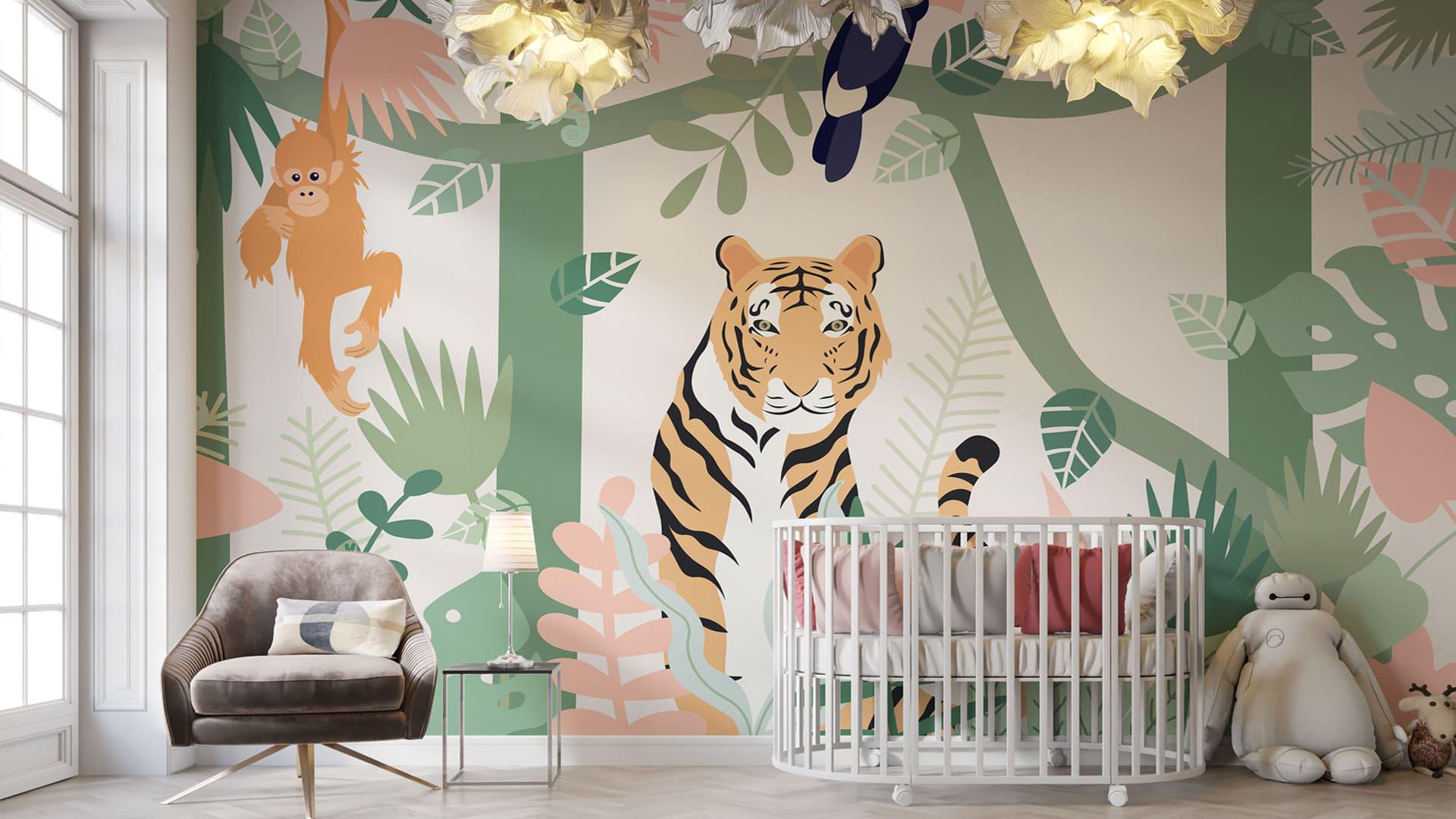 Фотообои флизелиновые Styleo Print-walls Тигр и друзья 0840 350х270 см (Pw-0840/3)