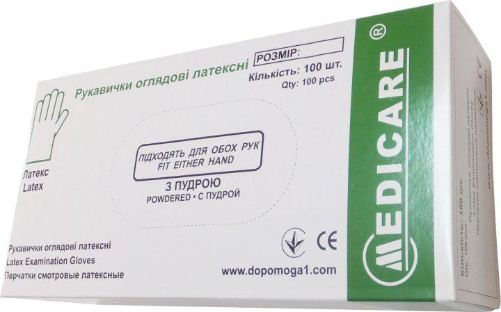 Перчатки Medicare латексные с пудрой 100 шт. S Белый - фото 2