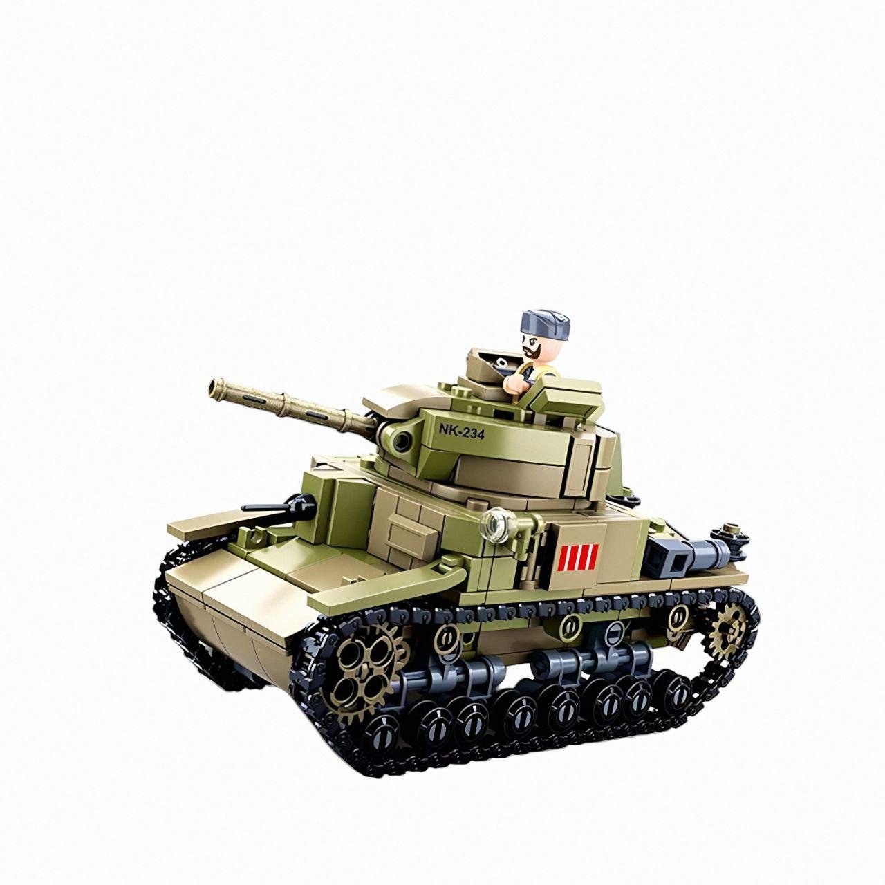 Конструктор Sluban M38-B0711 Военный танк с фигурками 463 детали зеленый