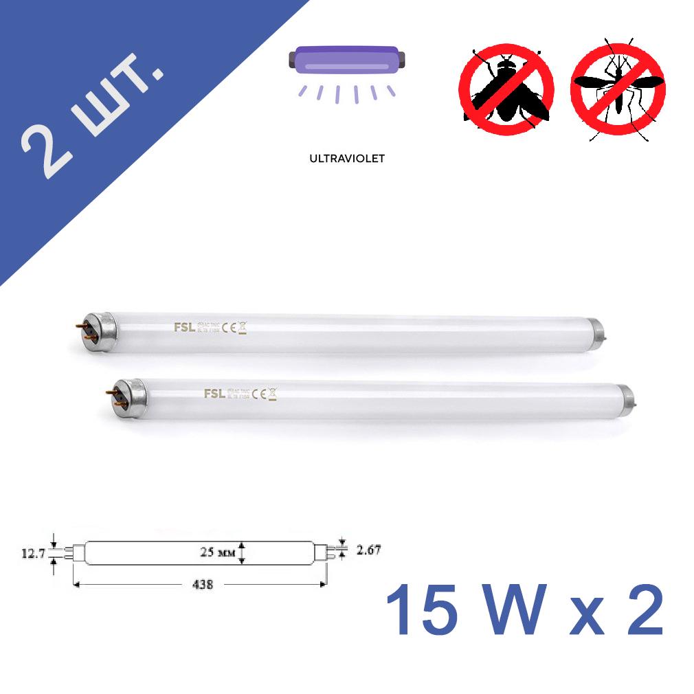 Комплект ламп инсектицидных F15T8BL для уничтожения насекомых 2x15W - фото 2 Комплект ламп инсектицидных F15T8BL для уничтожения насекомых 2x15W - фото 2