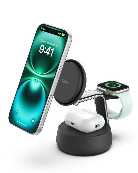 Зарядное устройство беспроводное Belkin UltraCharge Pro 3в1 Magnetic Charging Dock 25 Вт Charcoal (WIZ04 30492584) - фото 2