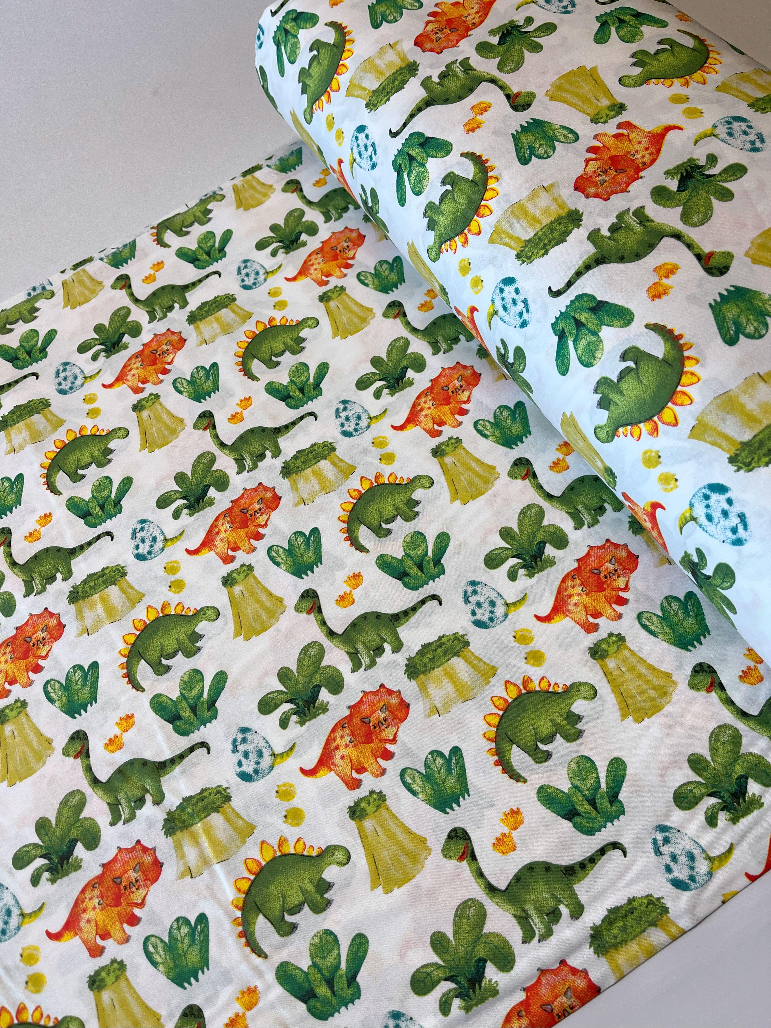 Ткань для постельного белья ранфорс динозавры в джунглях 240 см (10/25715/1)