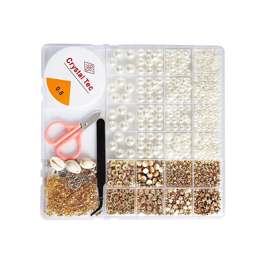 Набор перламутровых бусин детский для создания украшений 5-12 лет 1200 деталей (DIY1200)