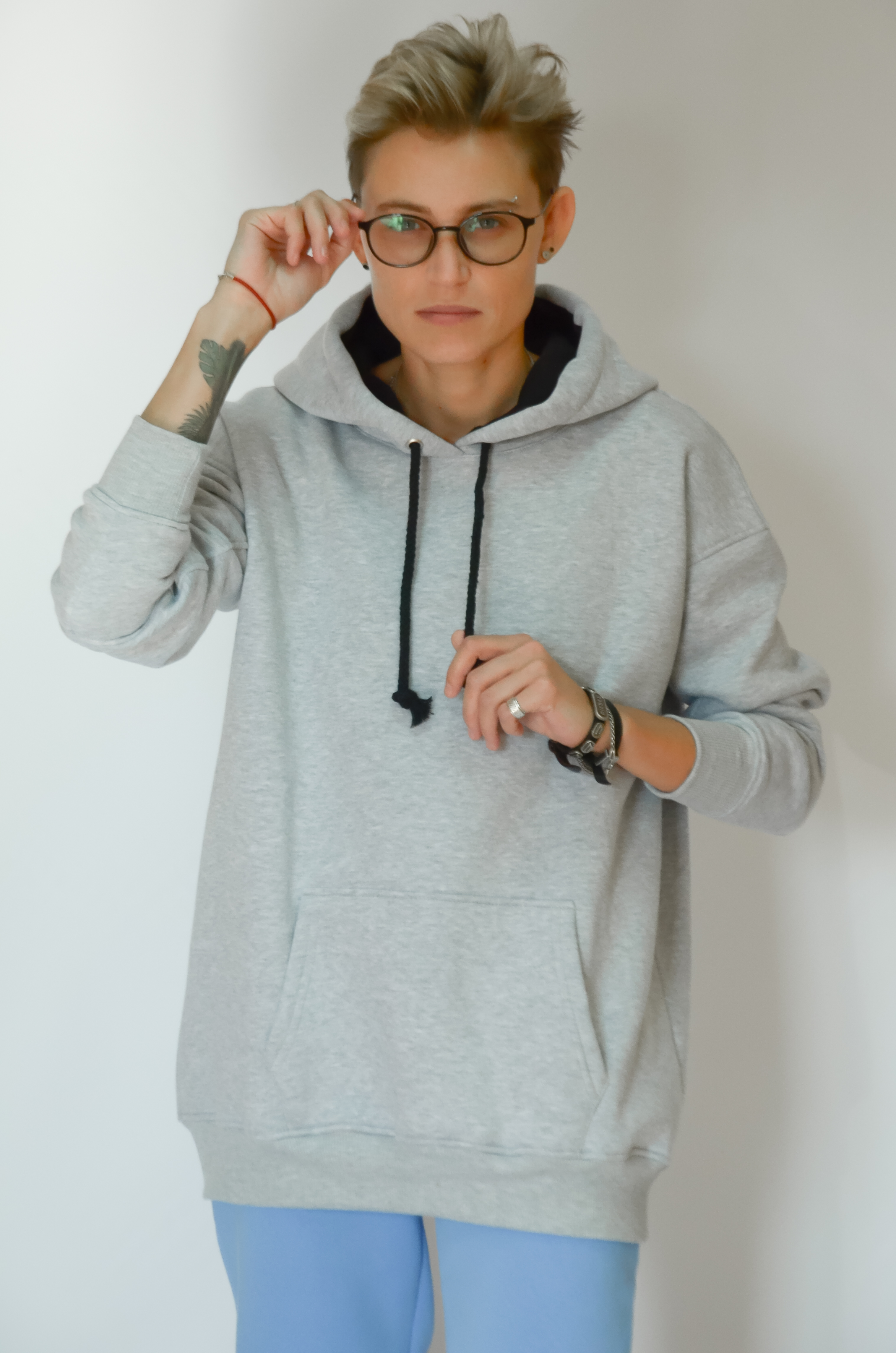 Худи женское оверсайз теплое на флисе Ballet Grace M-L Cветло-серый (0672) - фото 1