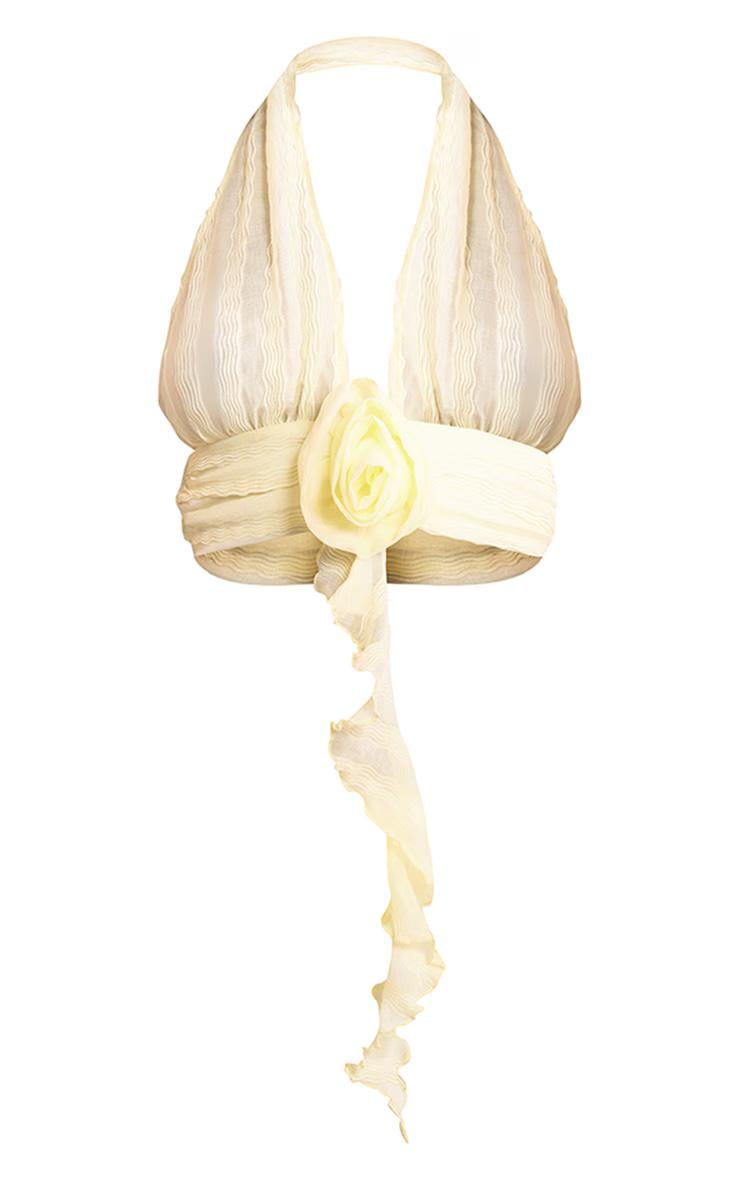 Топ женский укороченный Pretty Little Thing с цветком из ткани XXS Желтый (3289832)