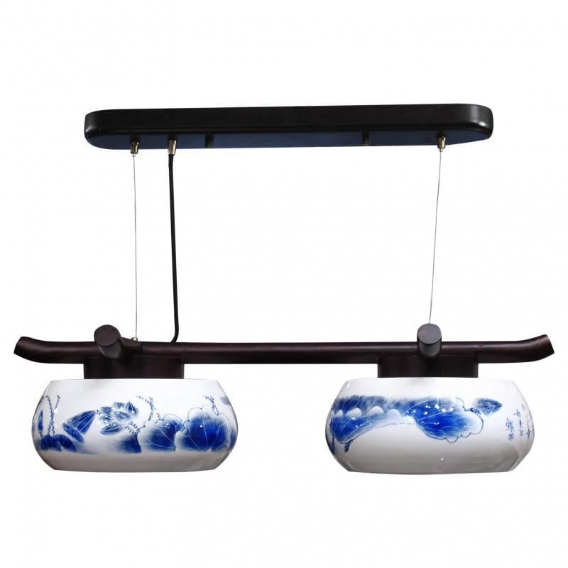 Люстра деревянная подвесная в восточном стиле Brille BKL-321S/2 E27