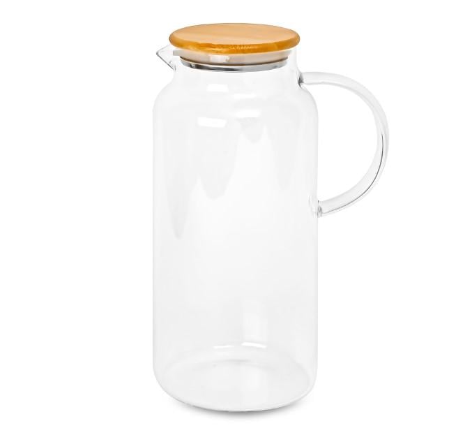 Графин стеклянный Stenson с бамбуковой крышкой 2 л (AN013582)