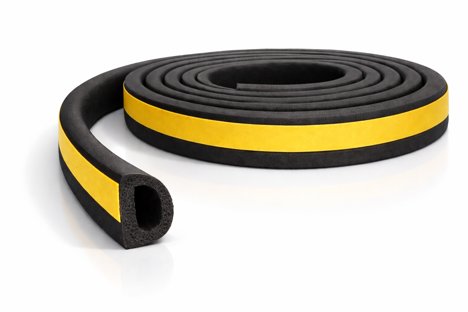 Ущільнювач самоклеючий D профіль 9x7,5 см каучуковий для вікон та дверей одинарний 1 м Чорний (UD1099)