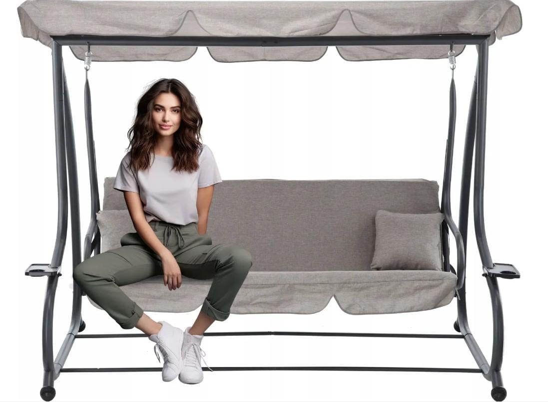 Качели садовые Garden Line уличные раскладные с крышей 210x120x170 см Серый - фото 9 Качели садовые Garden Line уличные раскладные с крышей 210x120x170 см Серый - фото 9