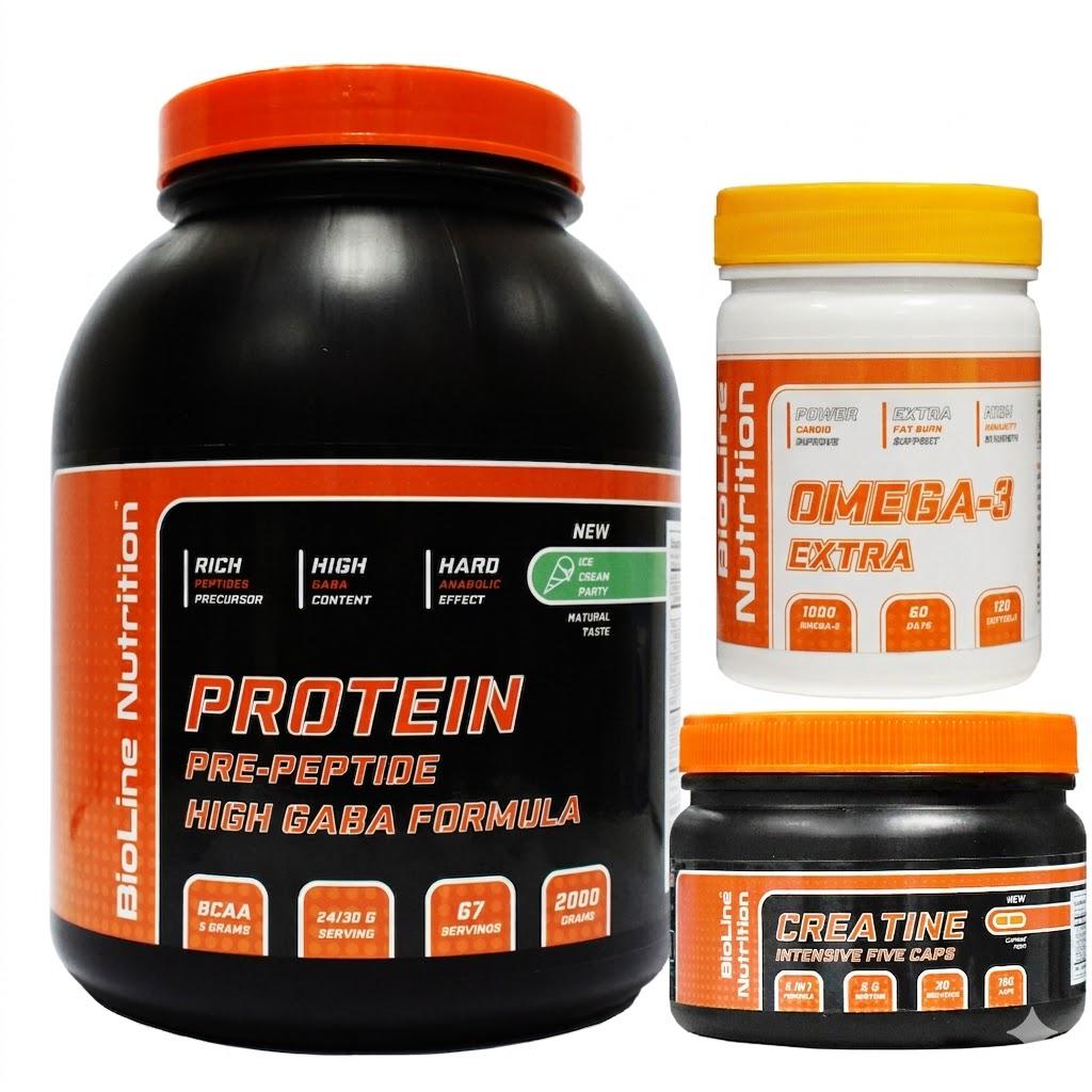 Набір BioLine Nutrition Протеїн 2 кг/Креатин/Омега-3 у