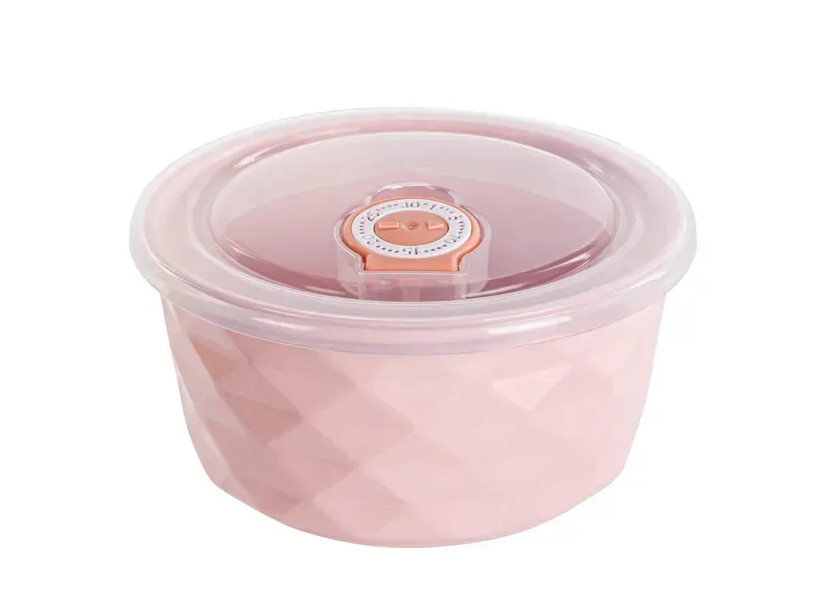 Набір фарфорових салатників із кришками 3 шт. Рожевий (359-481) - фото 2