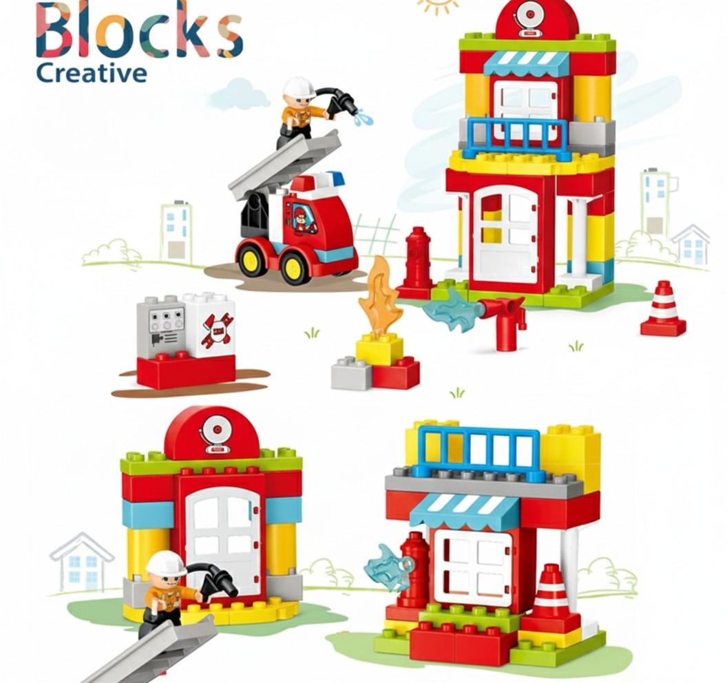 Дитячий конструктор Kids Home Toys Creative Blocks Пожежна станція 53 деталі Різнокольоровий - фото 3 Дитячий конструктор Kids Home Toys Creative Blocks Пожежна станція 53 деталі Різнокольоровий - фото 3