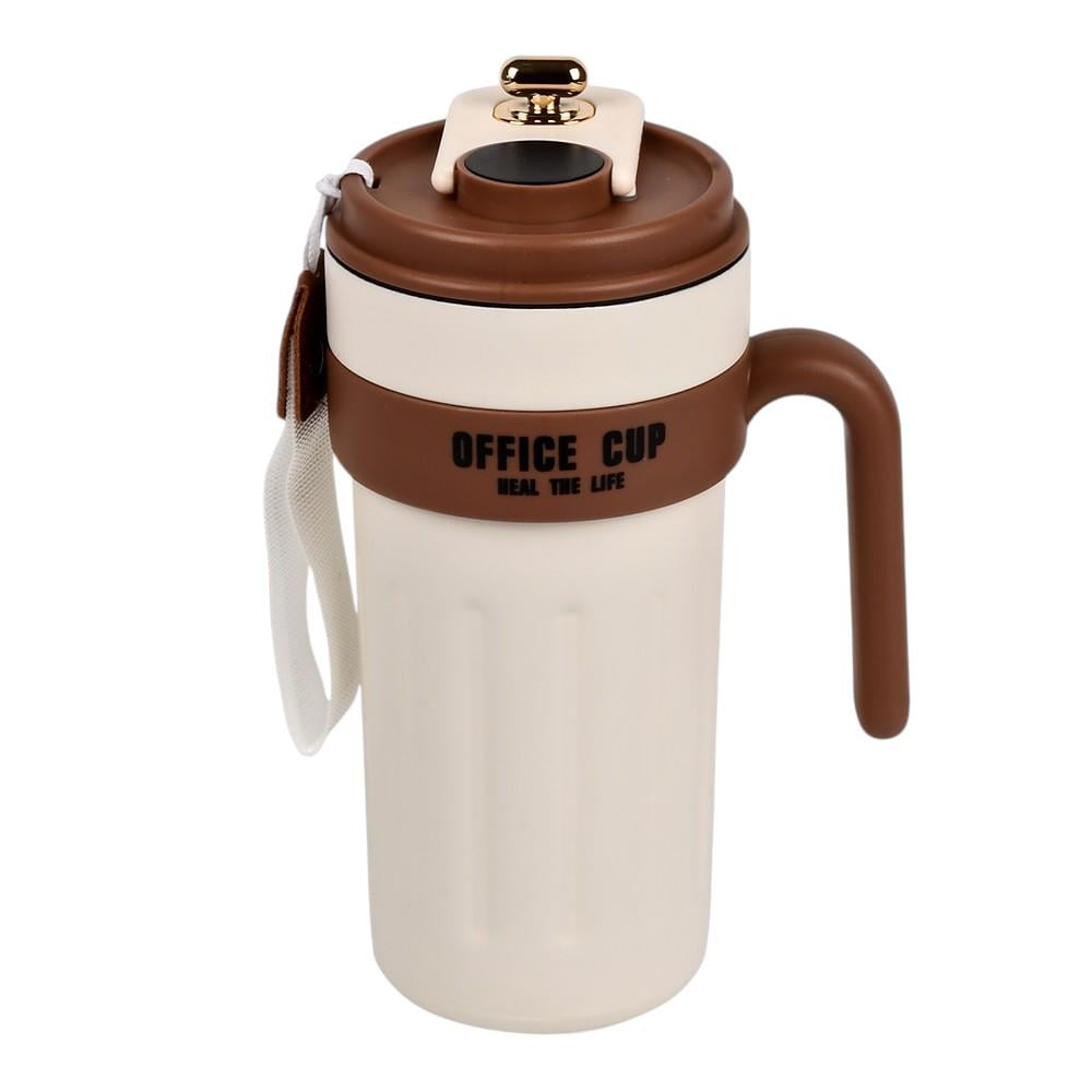 Термокружка Office cup с индикатором температуры и ручкой 650 мл Бежевый с коричневым (MT-5344) Термокружка Office cup с индикатором температуры и ручкой 650 мл Бежевый с коричневым (MT-5344)