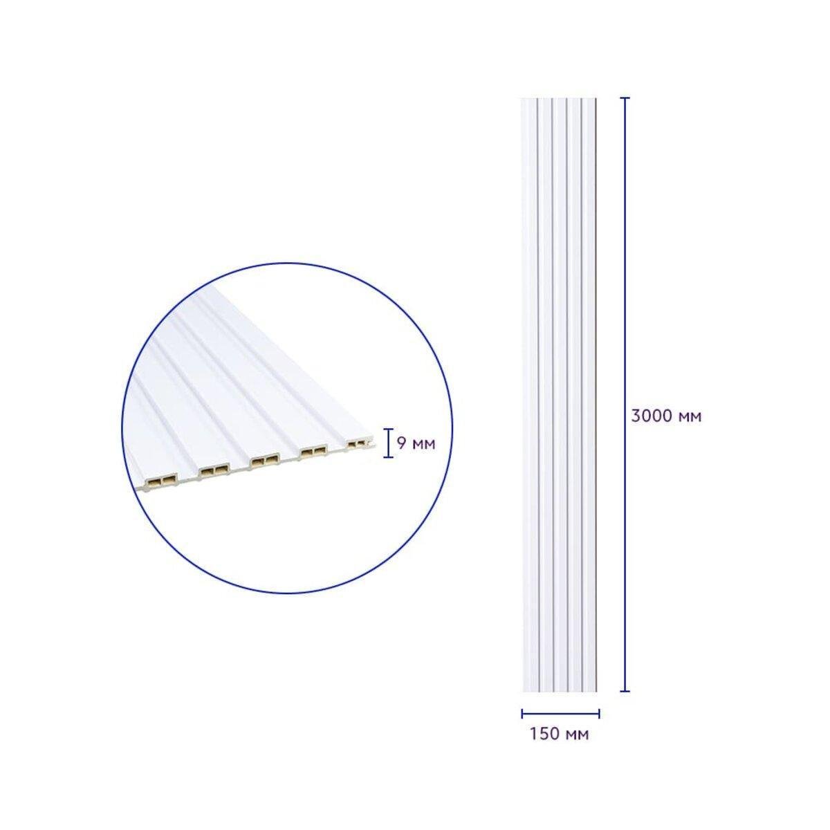 Рельс декоративный WPC стеновой 3000х150х9 мм Белый (SW-00001866) - фото 3 Рельс декоративный WPC стеновой 3000х150х9 мм Белый (SW-00001866) - фото 3