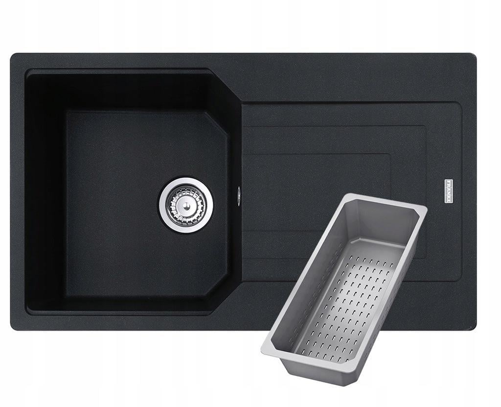 Мойка для кухни гранитная Franke Urban UBG 611-78 114.0701.806 врезная оборотная с пластиковым коландером Черный матовый (17664415)