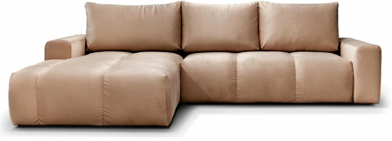 Диван угловой 4-местный Volturno раскладной с левым шезлонгом Simple taupe velvet (13656)